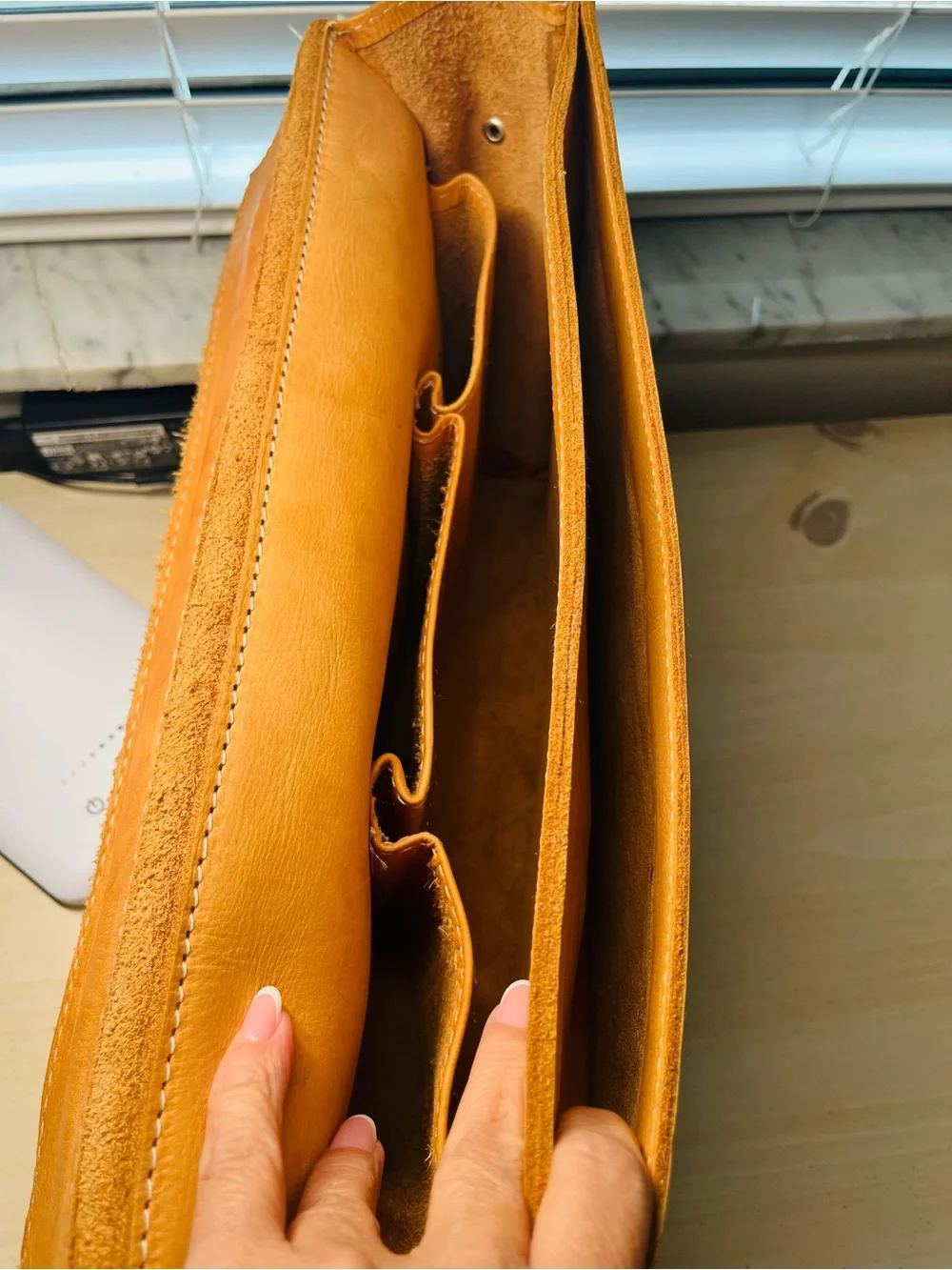 Classic Tan Leather Briefcase Satchel for Men